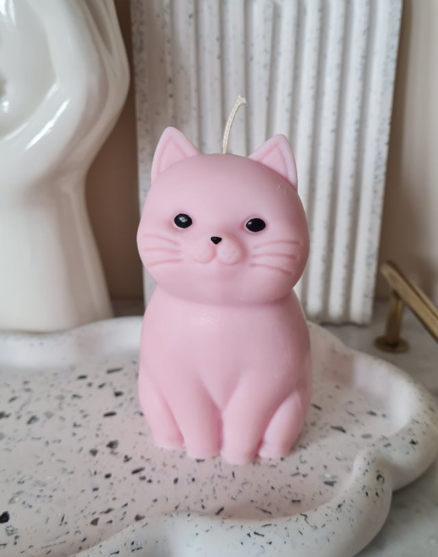 świeczka sojowa kot kotek różowy