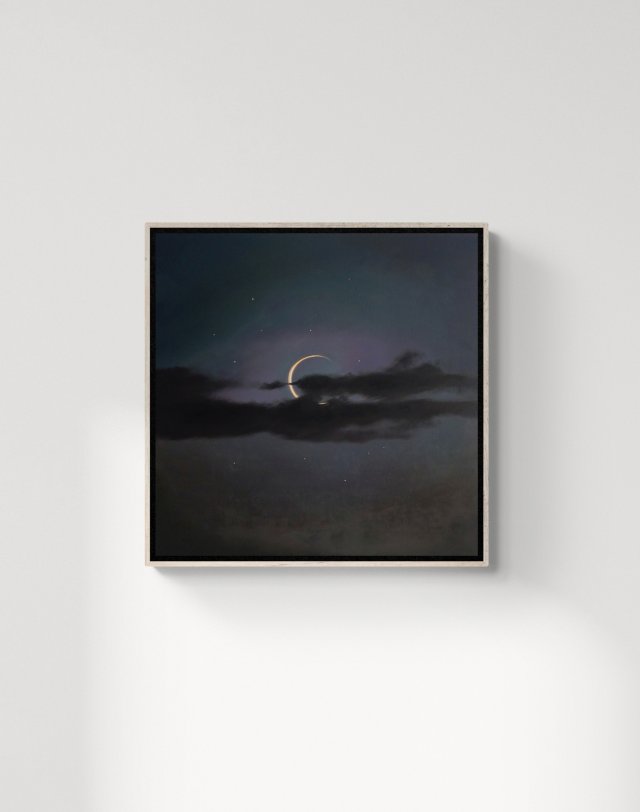 Obraz olejny na płótnie, krajobraz nocny, księżyc, niebo, ręcznie malowany, dekoracja sypialni, czerń