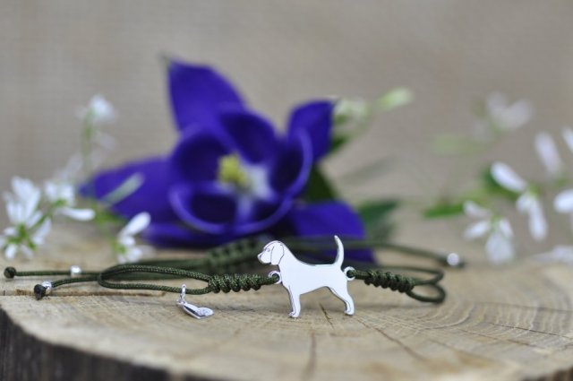 Beagle - bransoletka z psem, srebro 925