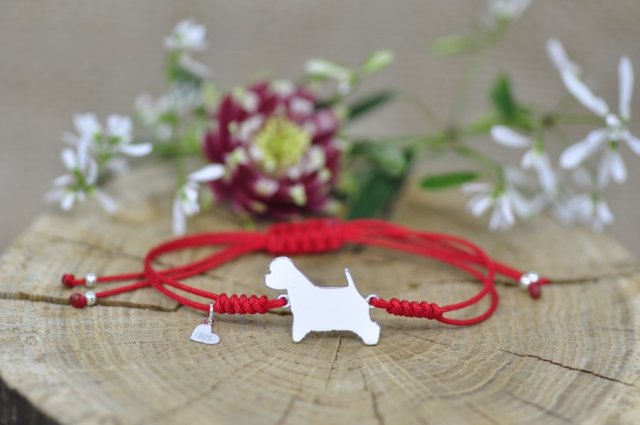 West Highland white terrier - Bransoletka z psem, srebro 925