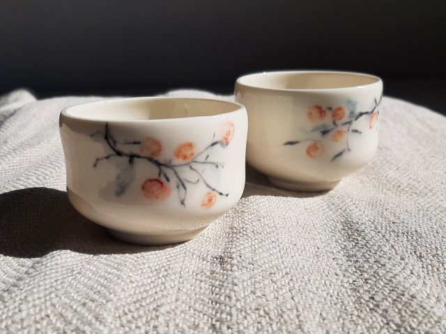 Para czarek z porcelany. Morelki