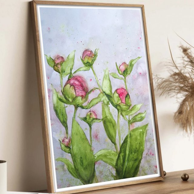 Piwonie. Oyginalna akwarela 30x40cm