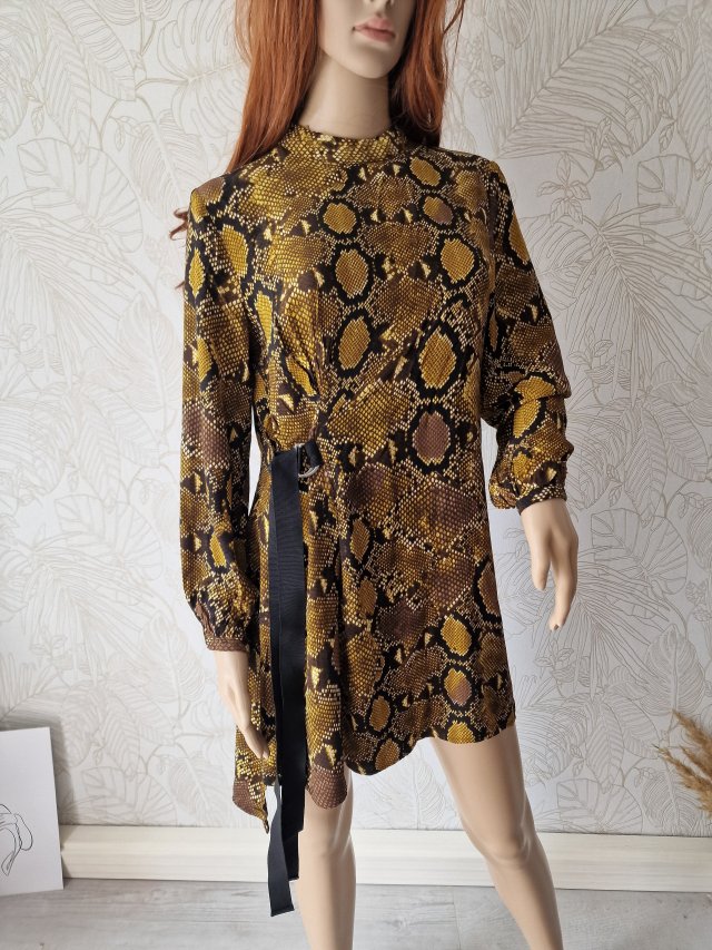 No498 ZARA XS sukienka wężowy wzór XS S