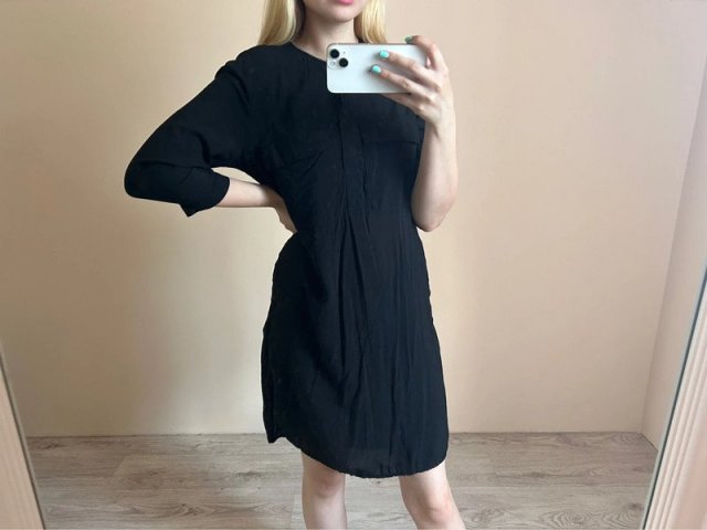 H&M  34 XS 100% wiskoza czarna długa sukienka klasyczna przyjemna
