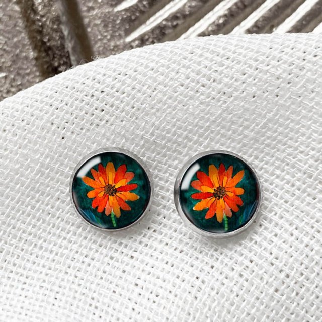 Orange flower kolczyki wkrętki dla niej