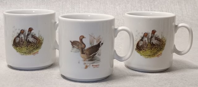 Seltmann Weiden Zestaw Porcelanowych Kubków Wodne Ptaki