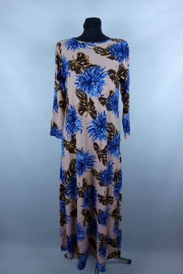 RTW Trend sukienka maxi pudrowy róż liście kwiaty / 40