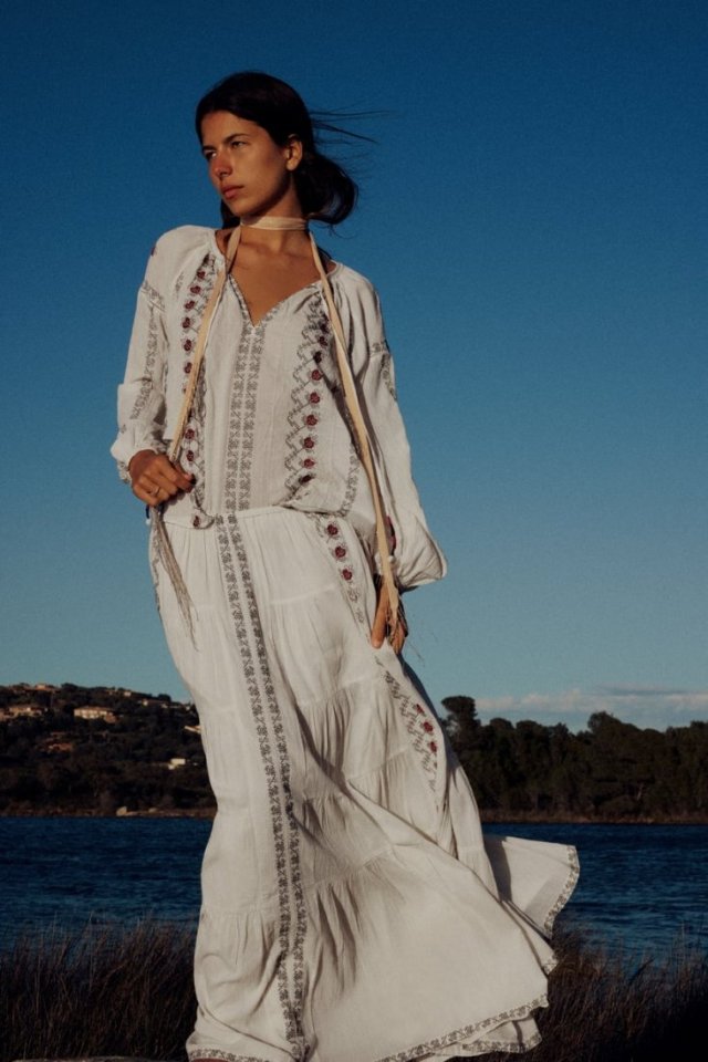 ZARA - MAXI SPÓDNICA Z HAFTEM - BOHO - XS/S