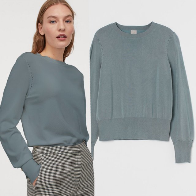 Turkusowy sweter z metaliczną poświatą złote guziki wiskoza H&M  S / M Hu23