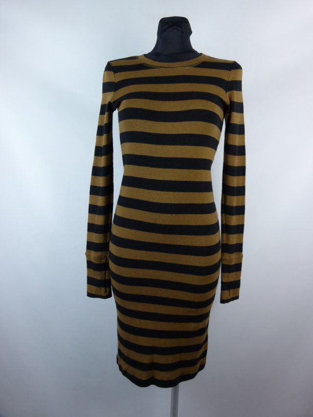 COS cienka dzianinowa sukienka midi w pasy z wool / XS