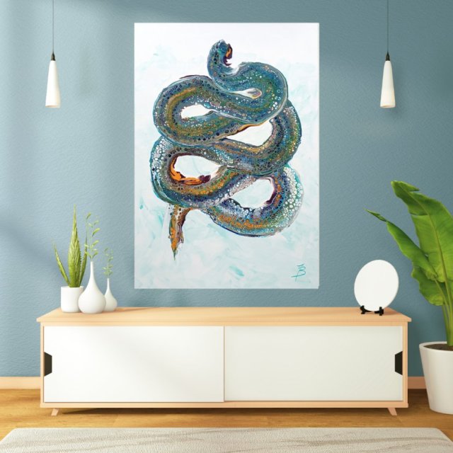 EARTH DRAGON ekspresyjny obraz abstrakcyjny, klimat fantazji 70x100 cm