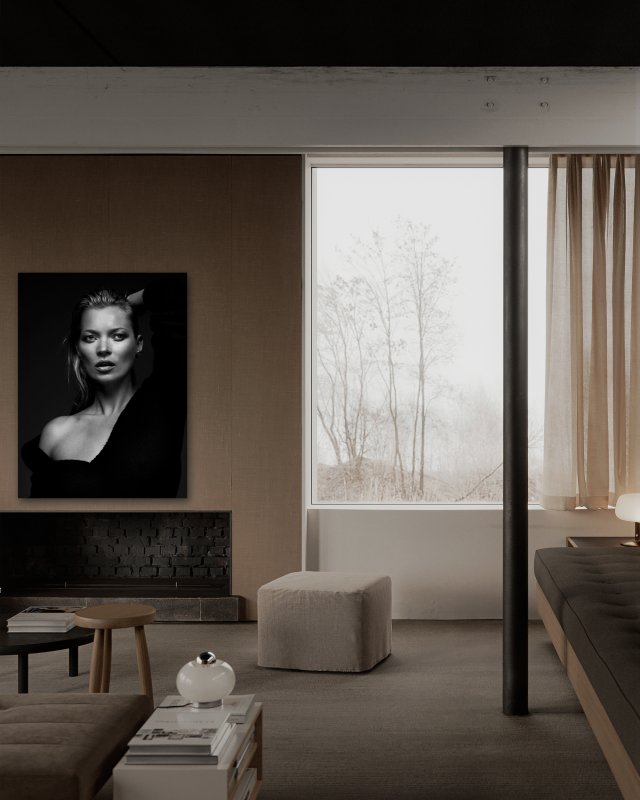 Obraz na płótnie - Kate Moss portret, czarno białe zdjęcie, portret modelki, sławna modelka, ikona mody, Kate Moss akt