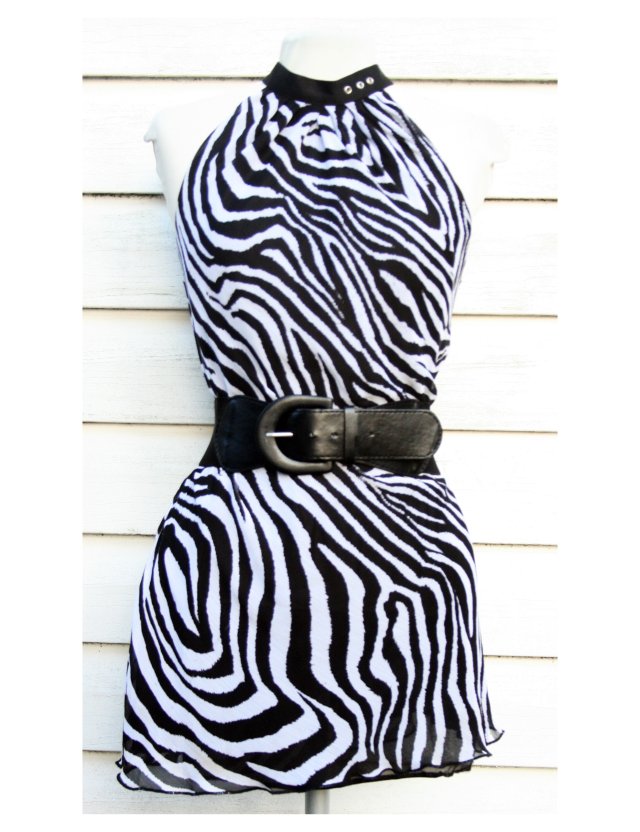 BLUZKA  TUNIKA Z PASKIEM ZEBRA
