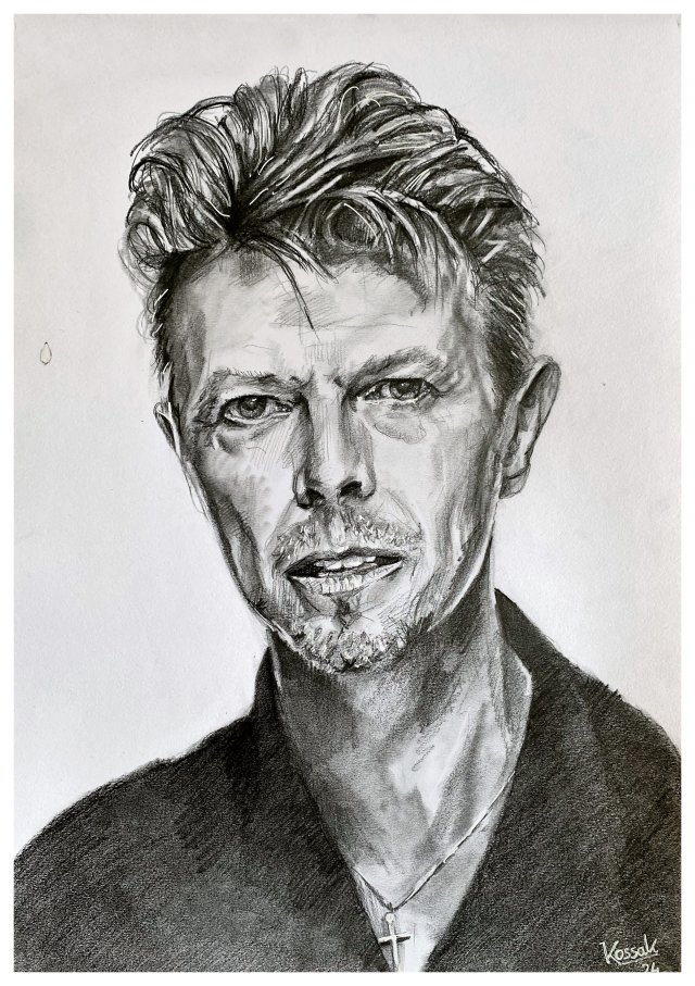 David Bowie - Seria IKONY (A3) - rysunek ręcznie wykonany, na prezent, dla niej, dla niego