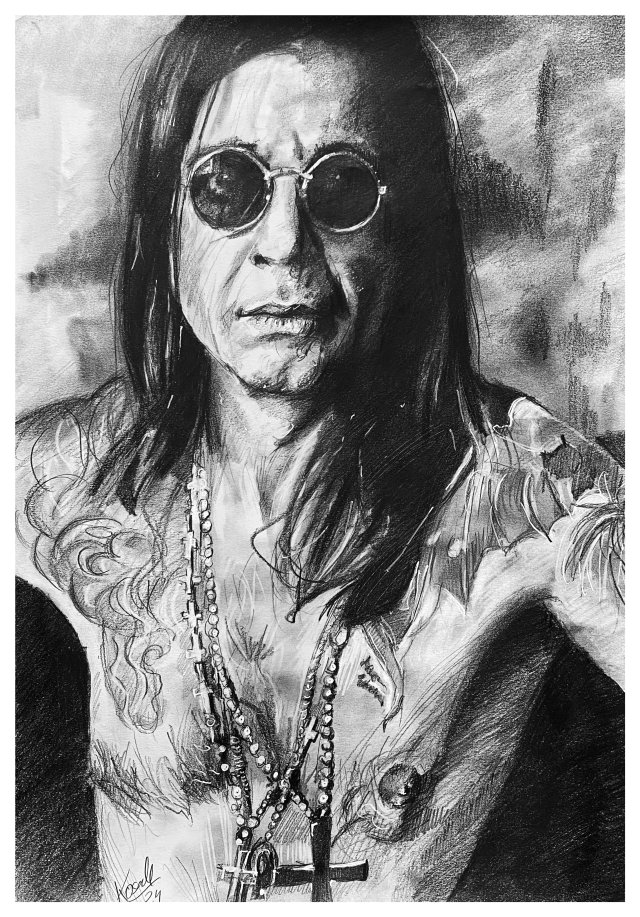 Ozzy Osbourne - Seria IKONY (A3) - rysunek ręcznie wykonany, portret na zamówienie, prezent dla niego
