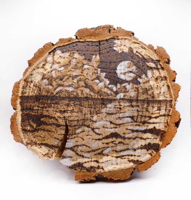 Morze - pirografia (17x18 cm) - obraz wypalany na drewnie, woodburning, pyrography art