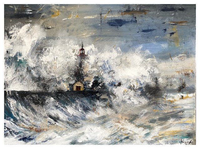 Sztorm II (Storm II - 60x80) - obraz ręcznie malowany na płótnie, do salonu, do sypialni
