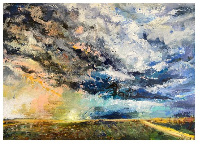 Łąka III (Meadow III - 50x70) - obraz ręcznie malowany na płótnie, do salonu, do sypialni