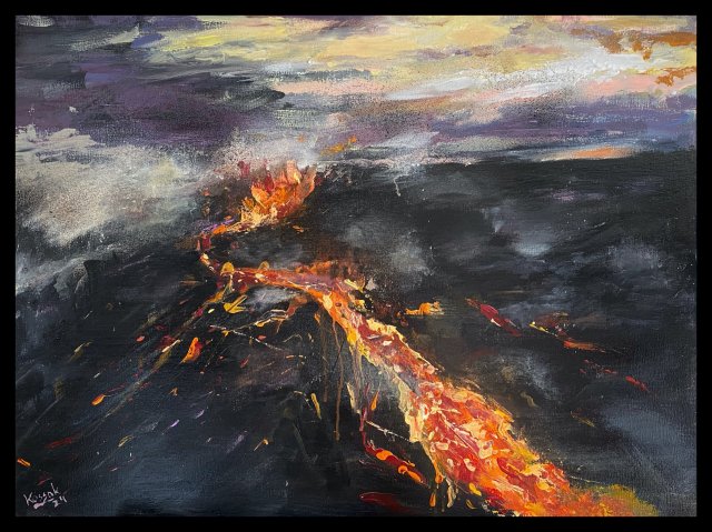 Wulkan I (Volcano I - 60x80) - obraz ręcznie malowany na płótnie, do salonu, do sypialni