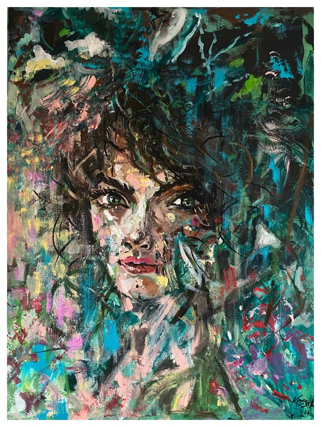Flora (80x60) - obraz ręcznie malowany na płótnie, do salonu, do sypialni