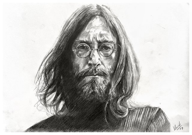 John Lennon - Seria IKONY (A3) - rysunek ręcznie wykonany, wyjątkowy prezent dla niej dla niego