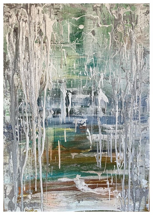 Lód III - Odwilż (Ice III - The Thaw 50x70) - obraz ręcznie malowany na płótnie, do salonu, do sypialni
