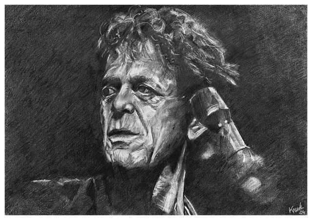 Lou Reed - Seria IKONY (A3) - rysunek ręcznie wykonany, portret na zamówienie