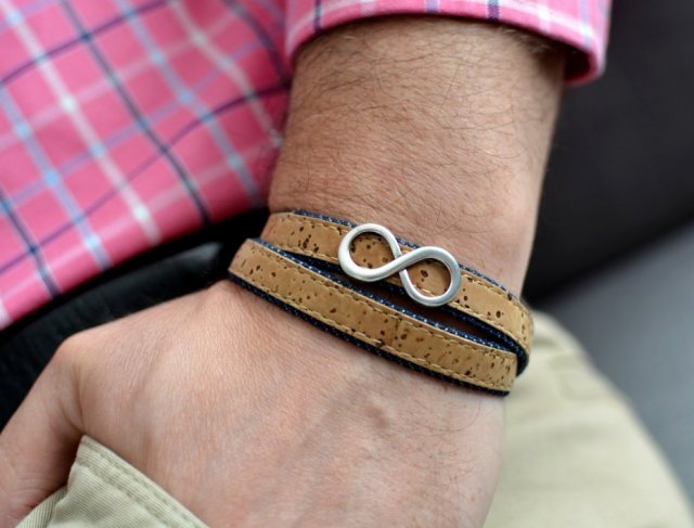 bransoletka korek+jeans JOYEE CORK INFINITY