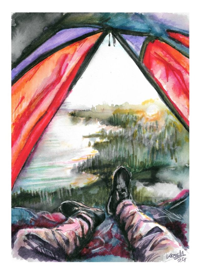 Dreams - Namiot - Seria (A4) - akwarela autorska oryginał