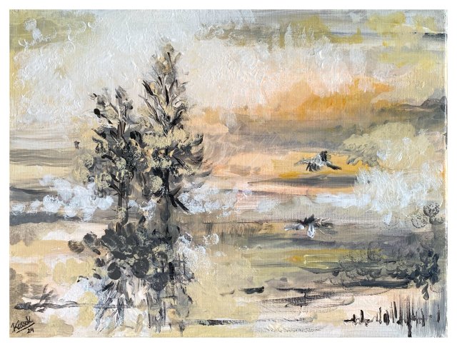 Jezioro II (Lake II - 30x40) - obraz ręcznie malowany na płótnie, do salonu, do sypialni