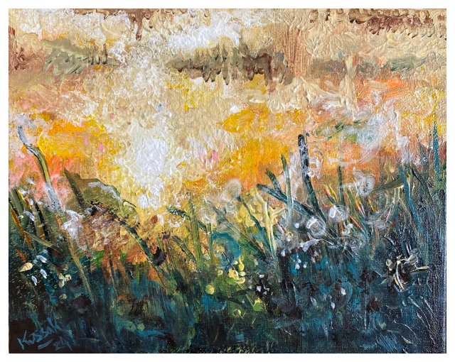 Łąka I (Meadow I - 24x30) - obraz ręcznie malowany na płótnie, do salonu, do sypialni