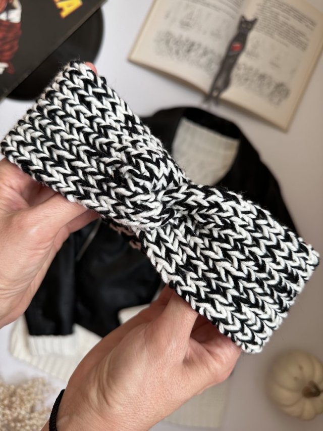 Wełniana opaska twist na głowę 100% merino