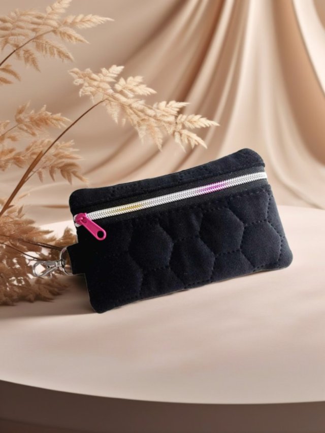 Mały organizer etui portfel welur czarny OE03