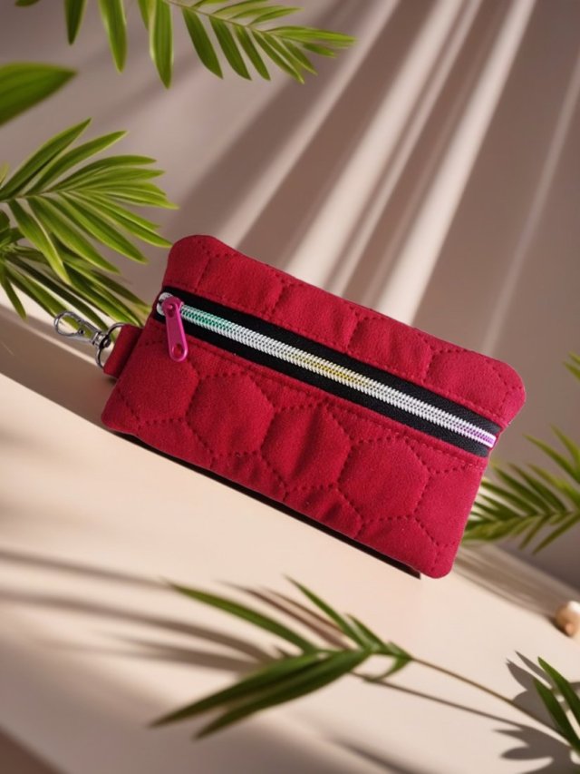Mały organizer etui portfel welur bordowy OE02