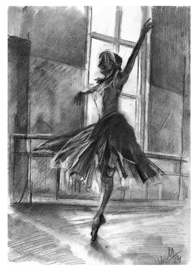 Dance 5 - Seria Taniec (A4) - rysunek ręcznie rysowany ołówkiem, papier