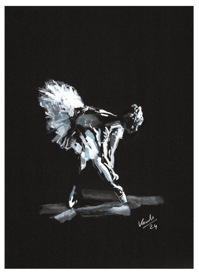Dance 9 - Seria Taniec (A4) - rysunek ręcznie rysowany, biały i czarny tusz, papier
