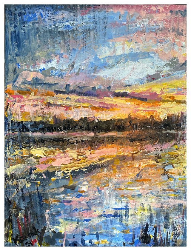 Jezioro I (Lake II - 30x40) - obraz ręcznie malowany na płótnie, do salonu, do sypialni
