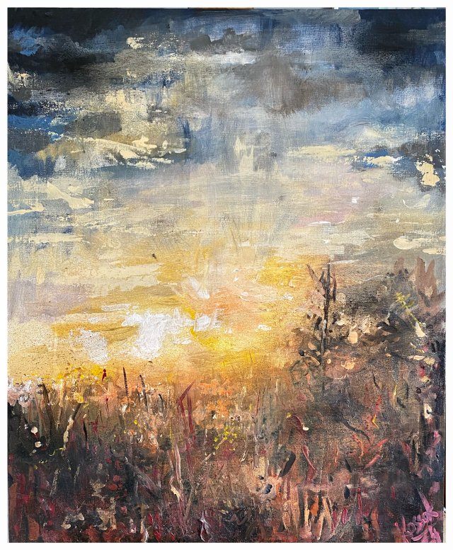 Łąka II (Meadow II - 73x60) - obraz ręcznie malowany na płótnie, do salonu, do sypialni