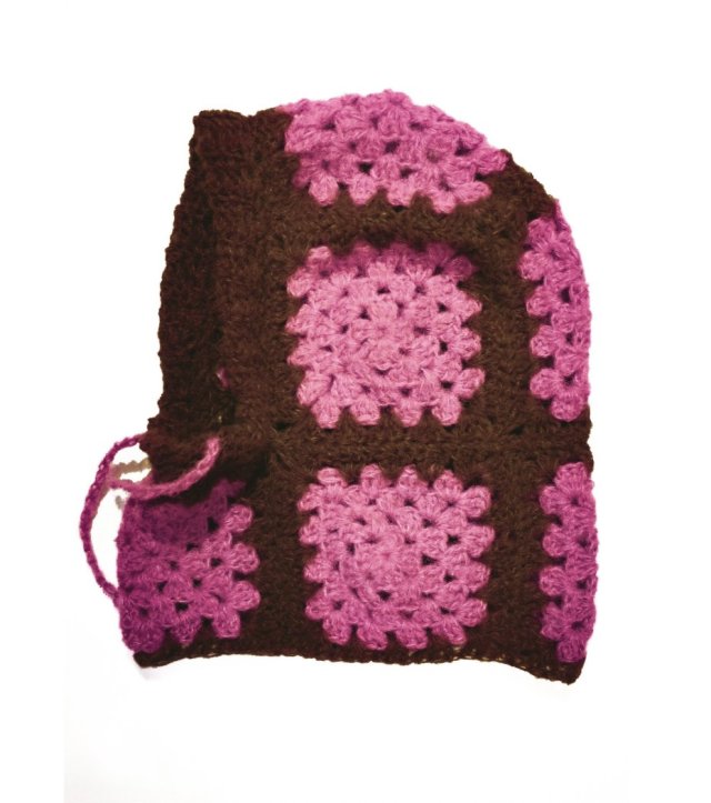 Czekoladowa komoniarka alpaka handmade, ręcznie szydełkowana zimowa czapka