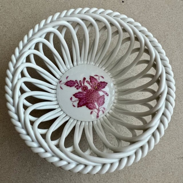 Herend - Czar i wdzięk koronkowej porcelany ❀ڿڰۣ❀ Paterka/koszyczek ażurowy