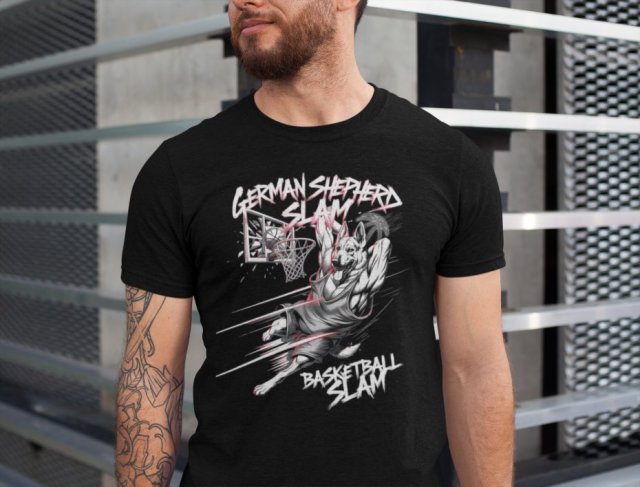 KOSZULKA T-SHIRT GERMAN SHEPHERD SLAM – BASKETBALL SLAM CZARNA, BIAŁA w rozmiarach S, M, L, XL, XXL
