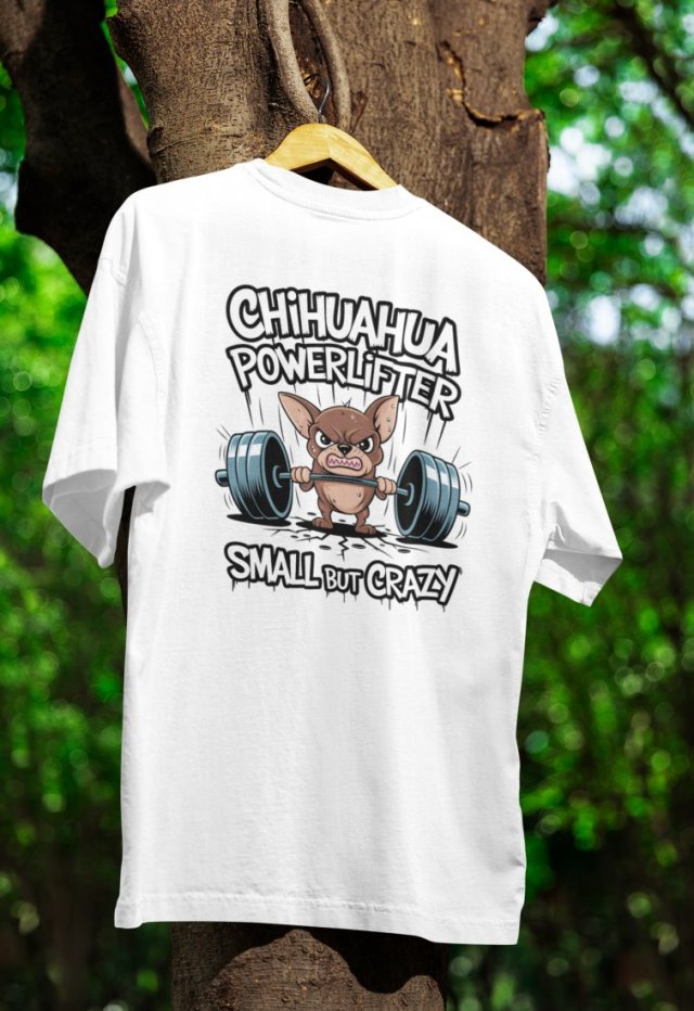KOSZULKA Męska T-SHIRT Chihuahua Powerlifter  S, M, L, XL, XXL