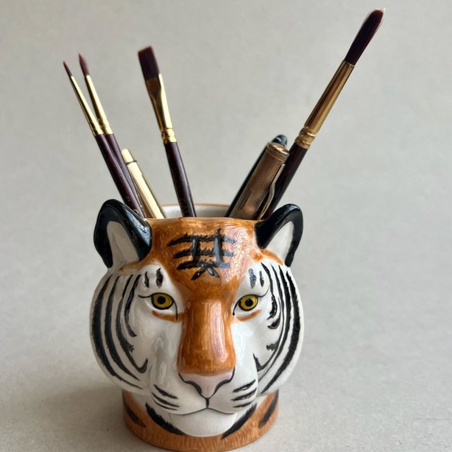 Wyjątkowy design! Pottery Tiger Container  ❀ڿڰۣ❀ Tygrys ❀ڿڰۣ❀ Quail
