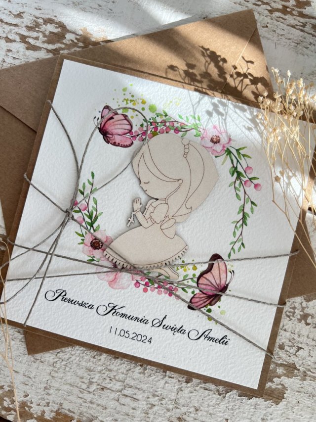 Personalizowana kartka komunijna z życzeniami - koperta na komunię