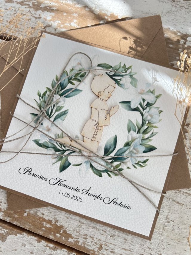 Personalizowana kartka komunijna z życzeniami - koperta na komunię