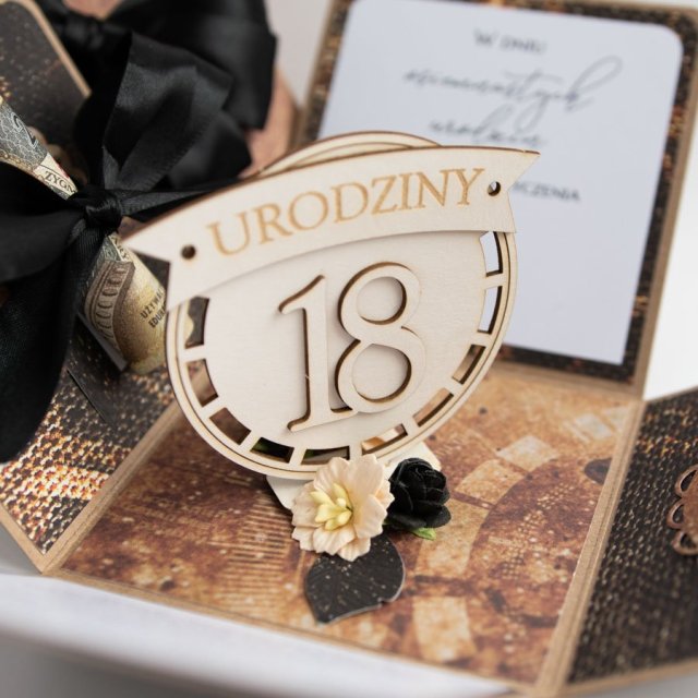 Pudełeczko prezent na 18 urodziny kartka 3d