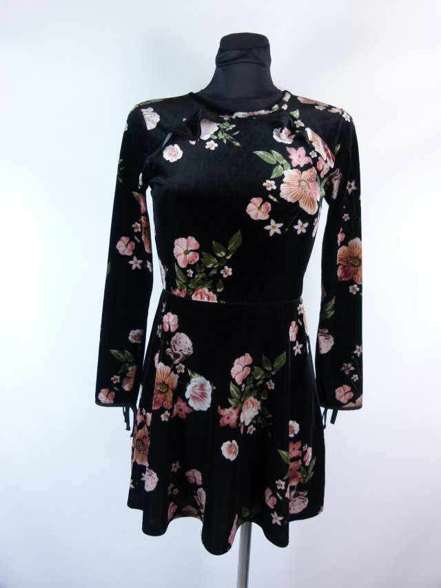 Topshop welurowa sukienka w kwiaty 8 / 36