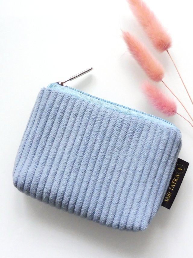Sztruksowy portfelik card holder Błękitny