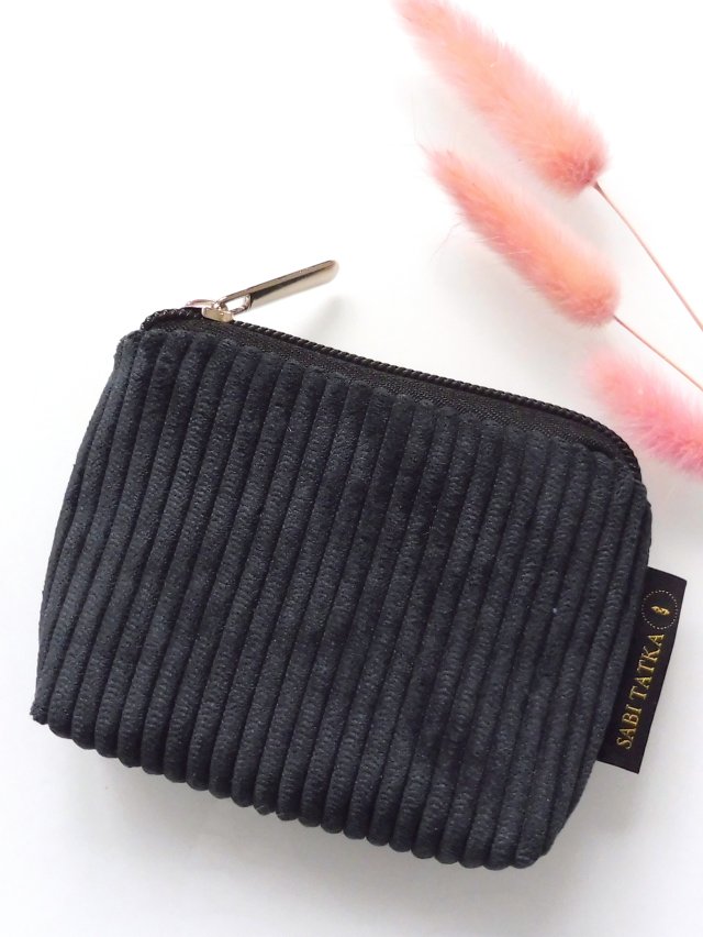 Sztruksowy portfelik card holder Czarny