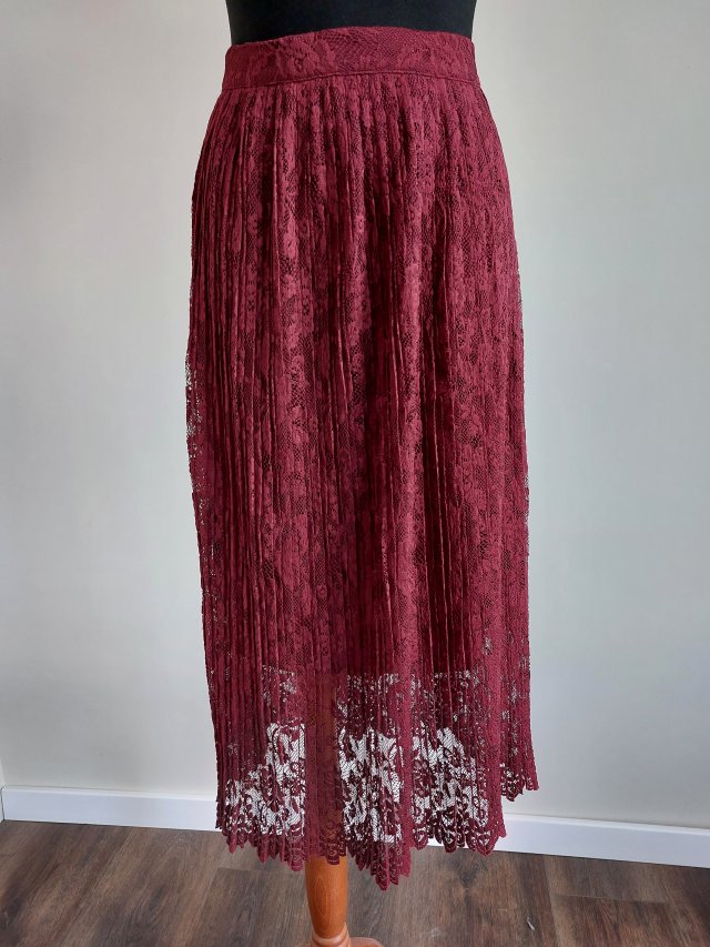 Zara burgundowa spódnica maxi  koronkowa  XS  S
